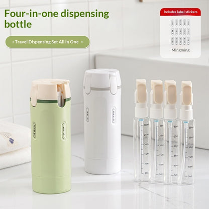 4-in-1 Travel Dispenser Bottle – Leak-Proof Refillable Toiletry Organiser