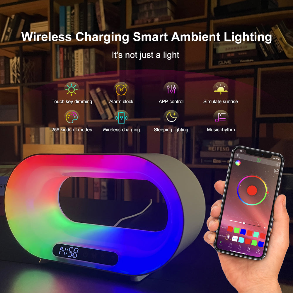 3-in-1 Smart Night Light with Alarm Clock & Wireless Charger