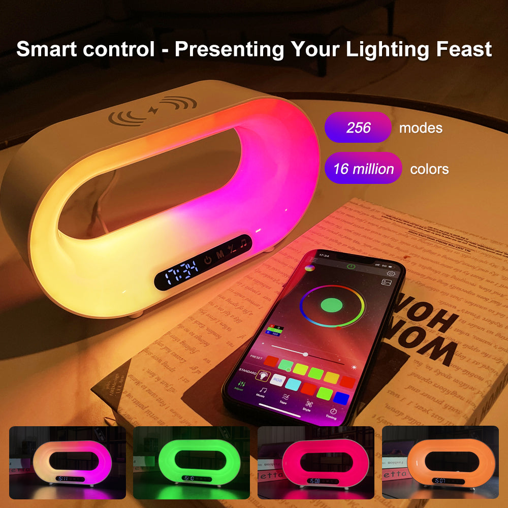 3-in-1 Smart Night Light with Alarm Clock & Wireless Charger