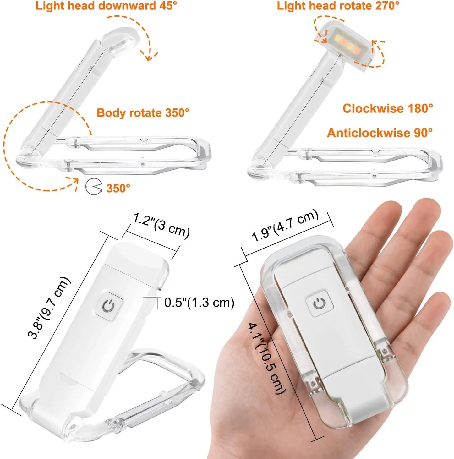 LED Clip-On Book Light — Rechargeable USB Reading Light