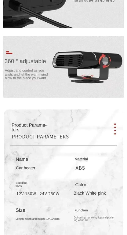 FrostFlow Portable Car Heater & Windshield Defroster