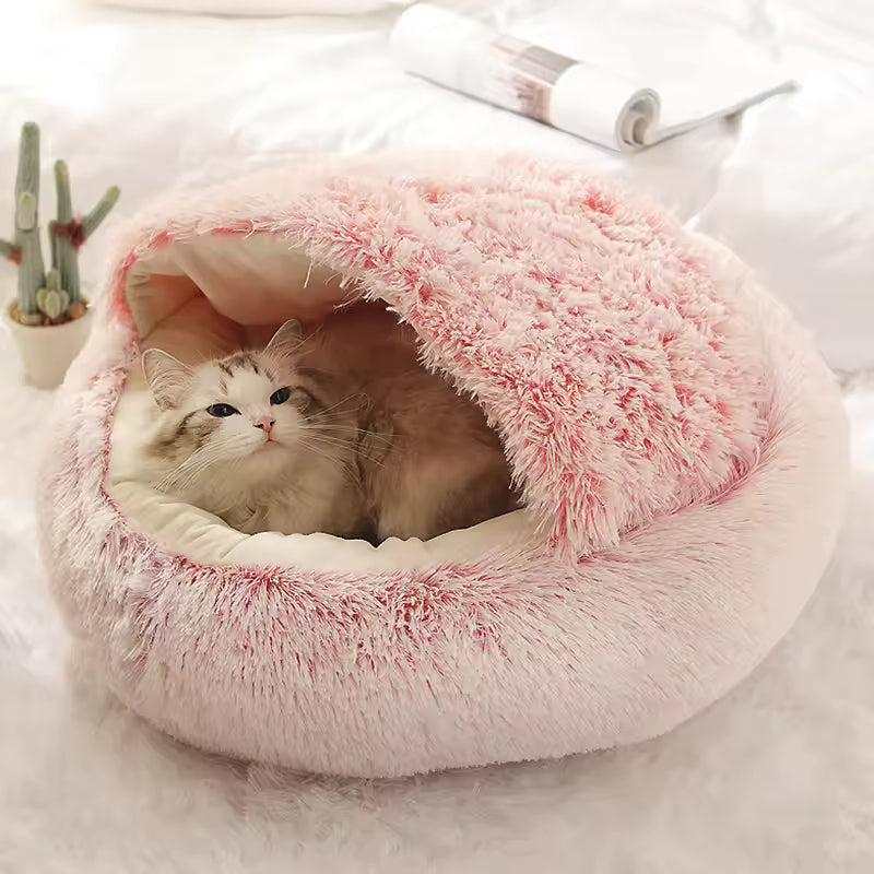 CalmNest™ Hooded Pet Bed — Anxiety-Relief Donut Bed for Dogs & Cats