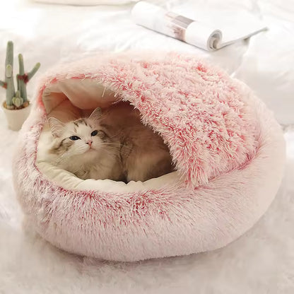 CalmNest™ Hooded Pet Bed — Anxiety-Relief Donut Bed for Dogs & Cats