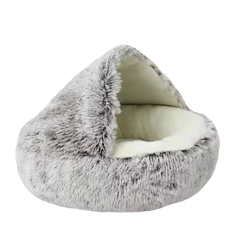 CalmNest™ Hooded Pet Bed — Anxiety-Relief Donut Bed for Dogs & Cats