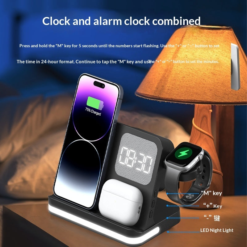 Clock Alarm Compatible With Mobile Phones Smartwatches Headphones And Wireless Chargers